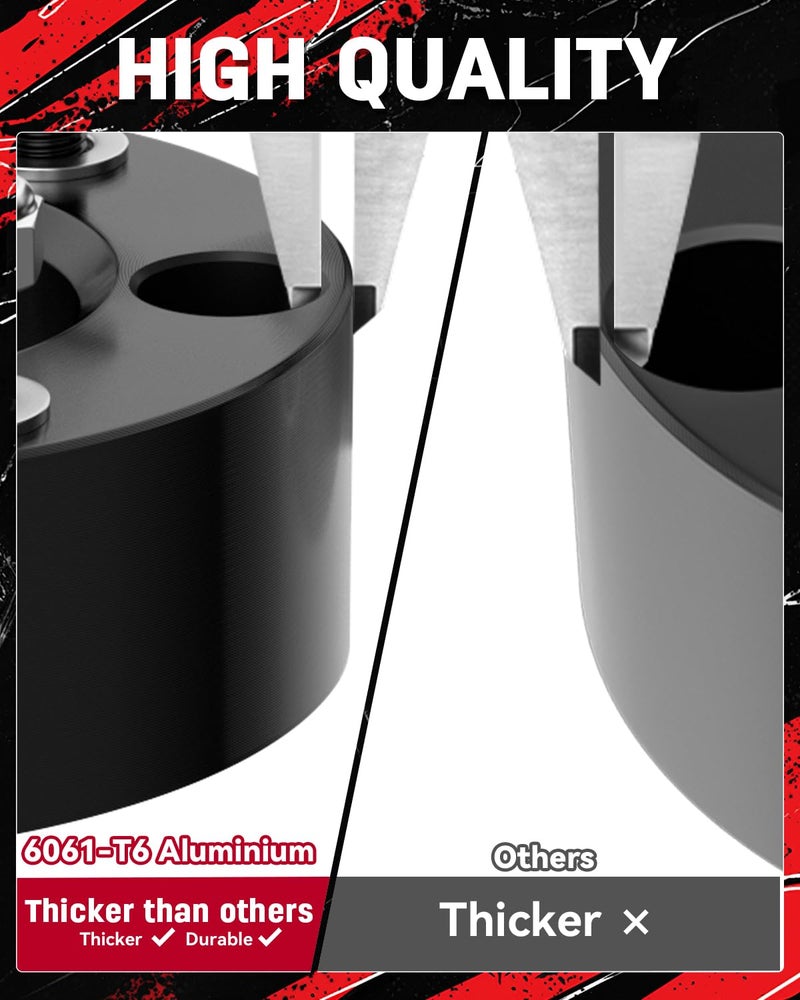 Richeer طقم رفع مستوى أمامي Richeer 3" متوافق مع 2007-2026 سيلفرادو 1500 2WD/4WD، طقم رفع مستوى ل 2007-2026 سييرا 1500 2WD/4WD، فواصل دعامة أمامية مطروقة ترفع مقدمة السيارة بمقدار 3" - Image 4